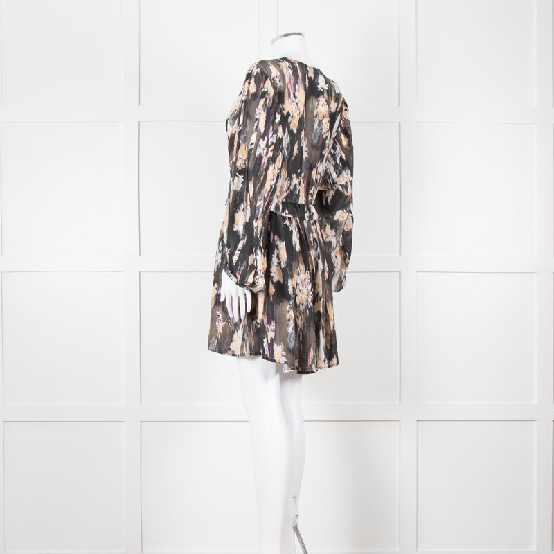 Iro Brown Printed Crepe de Chine Mini Dress