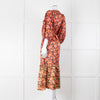 Emily Lovelock Pink Orange Button Front Silk Midi Dress