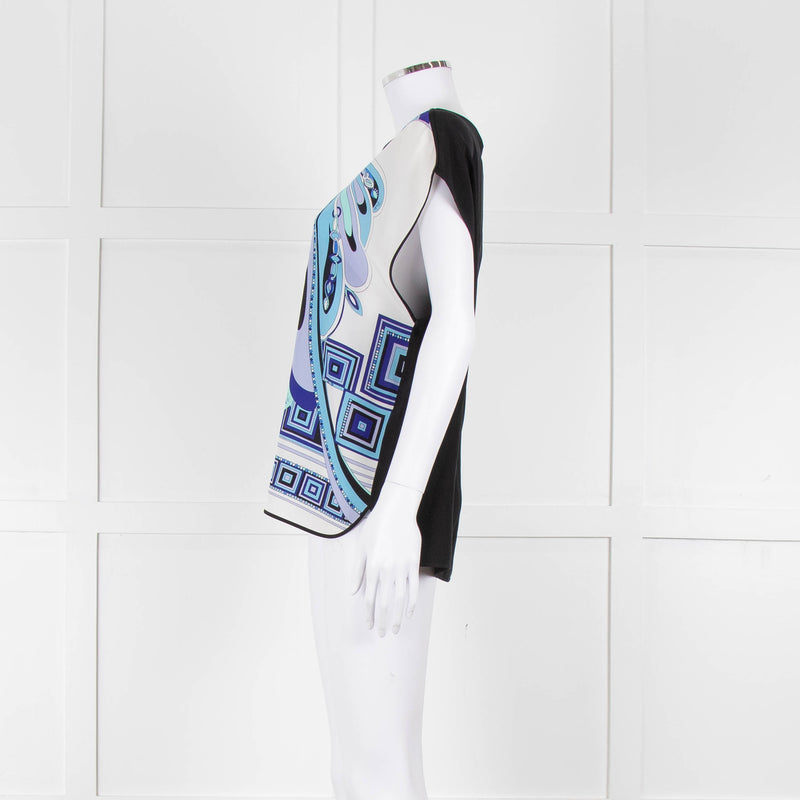 Emilio Pucci Blue Patterned Sleeveless Blouse