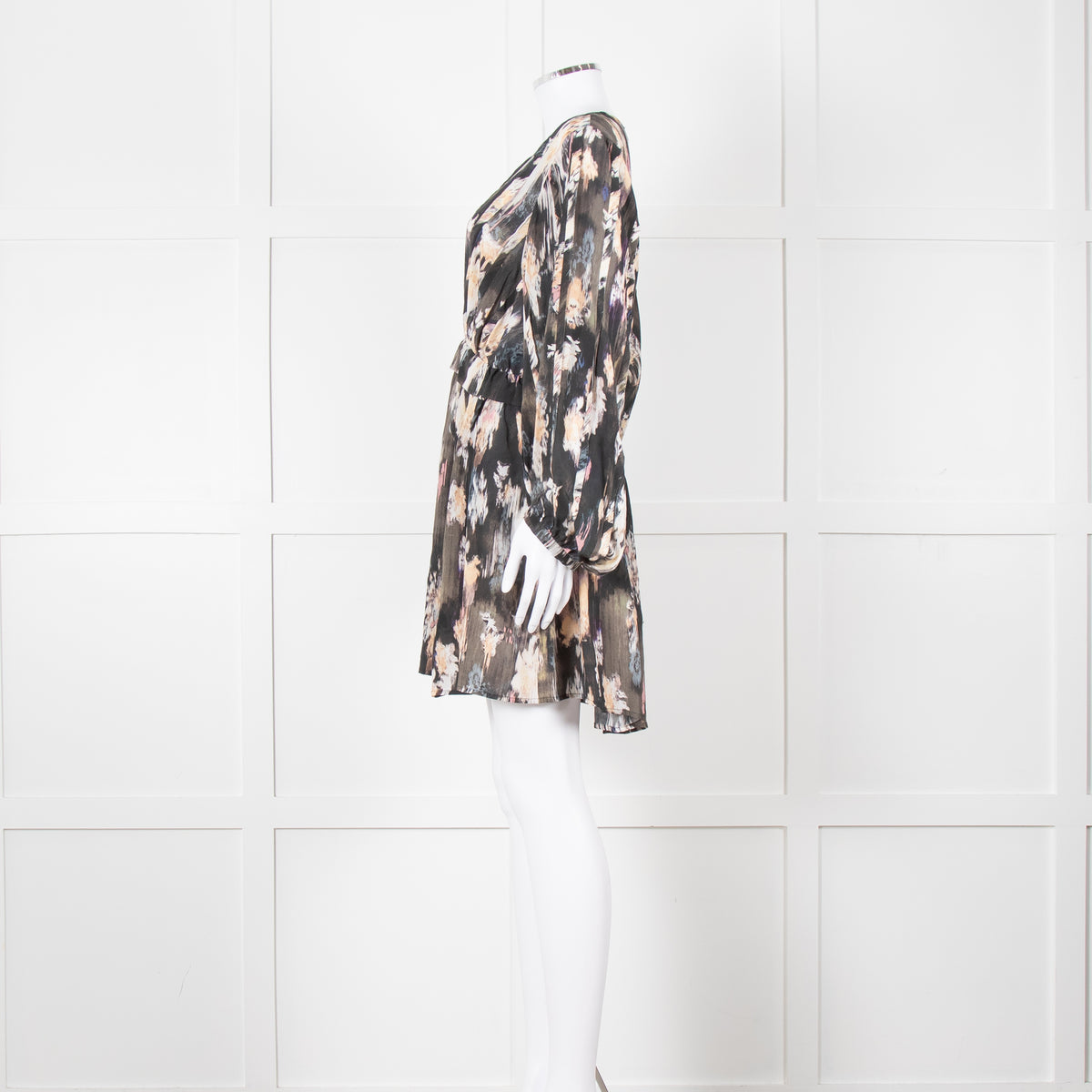 Iro Brown Printed Crepe de Chine Mini Dress