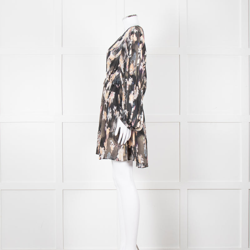 Iro Brown Printed Crepe de Chine Mini Dress