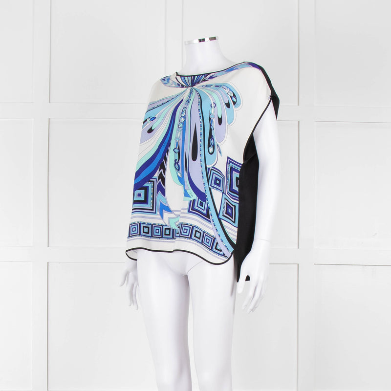 Emilio Pucci Blue Patterned Sleeveless Blouse