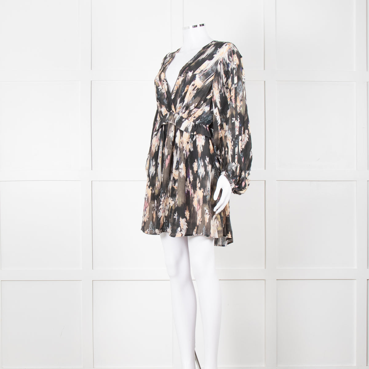 Iro Brown Printed Crepe de Chine Mini Dress