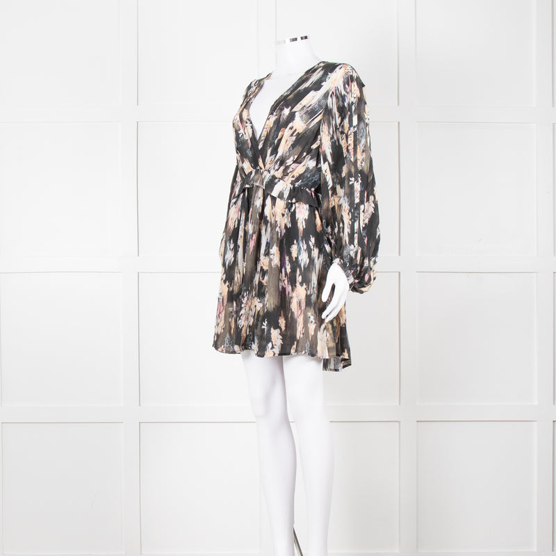 Iro Brown Printed Crepe de Chine Mini Dress