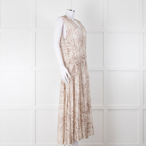 Anine Bing Mia White And Sand Seashell-Print Midi Dress