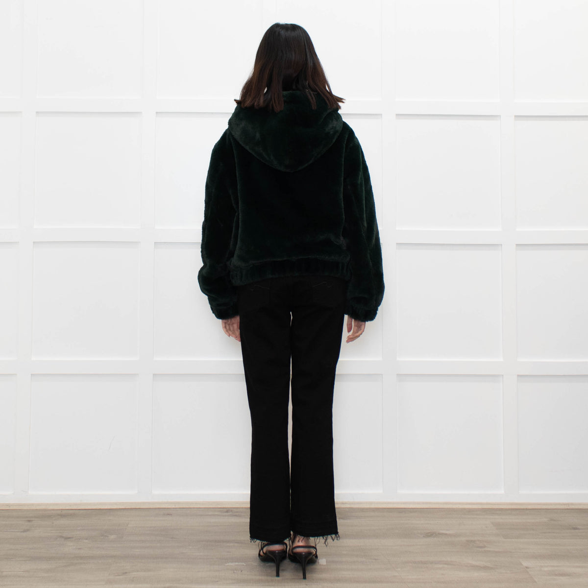 7 For All Mankind Green Faux Fur Jacket