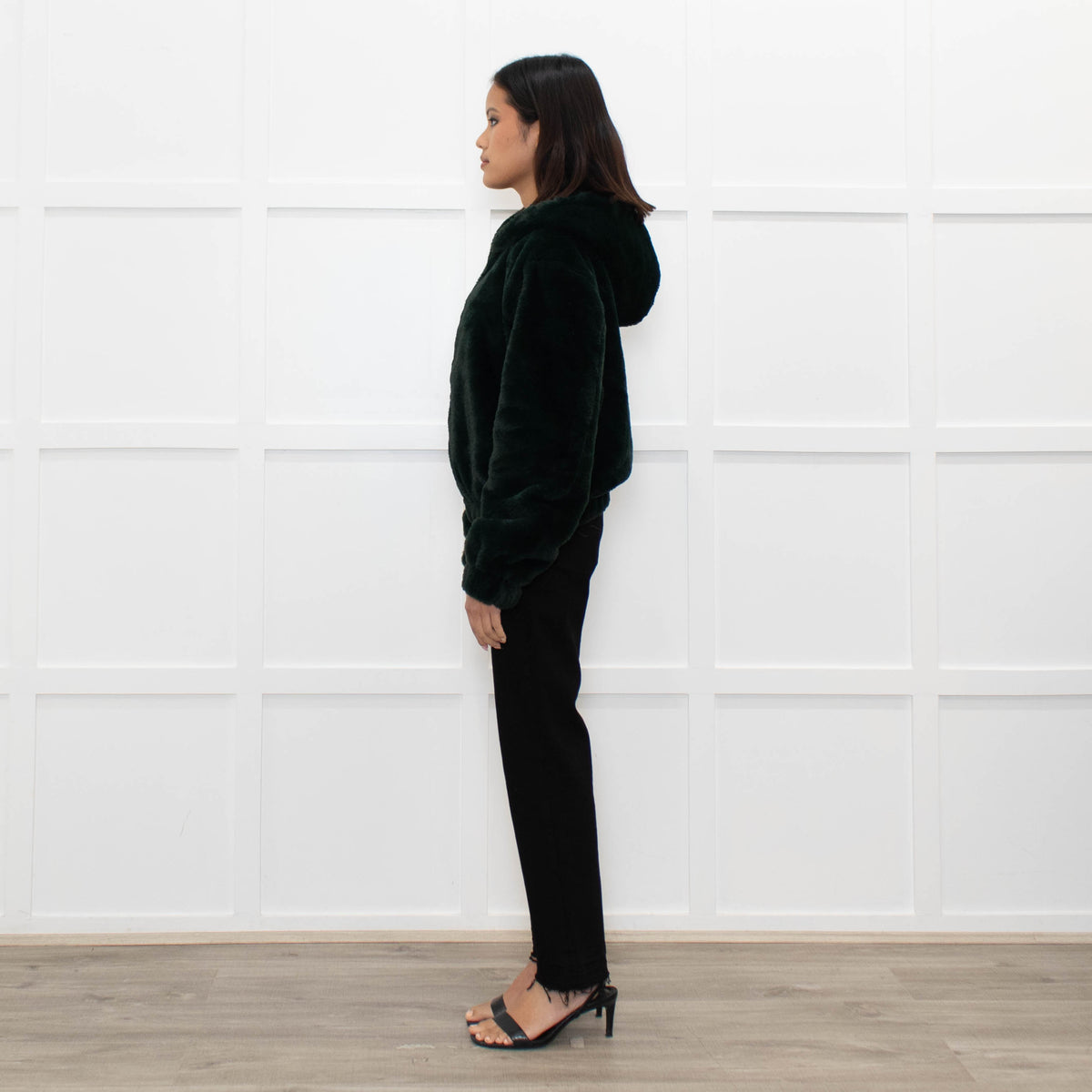 7 For All Mankind Green Faux Fur Jacket