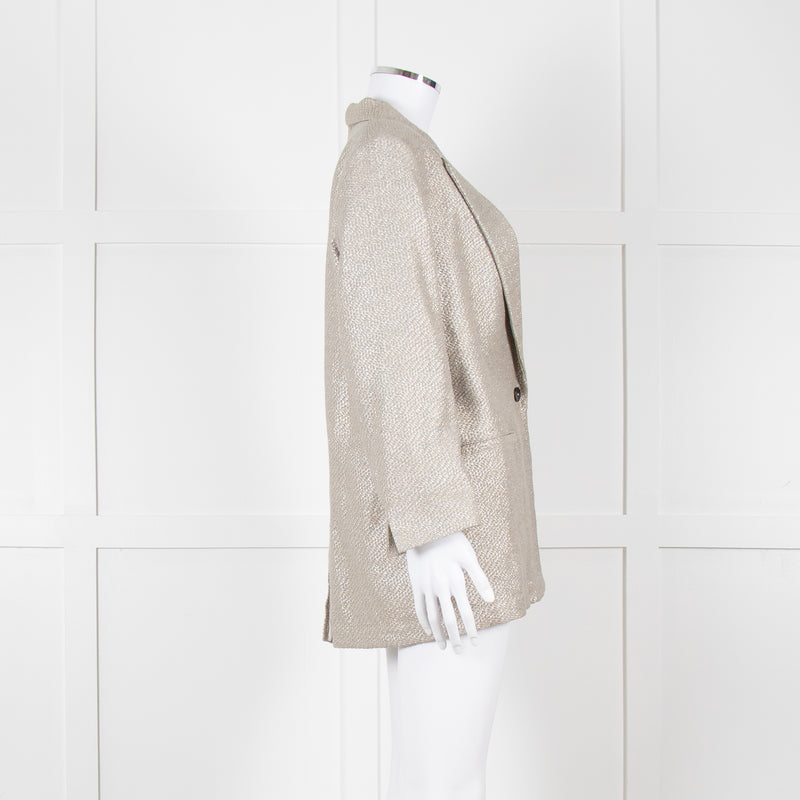 Forte Forte Silver Woven Single Button Blazer