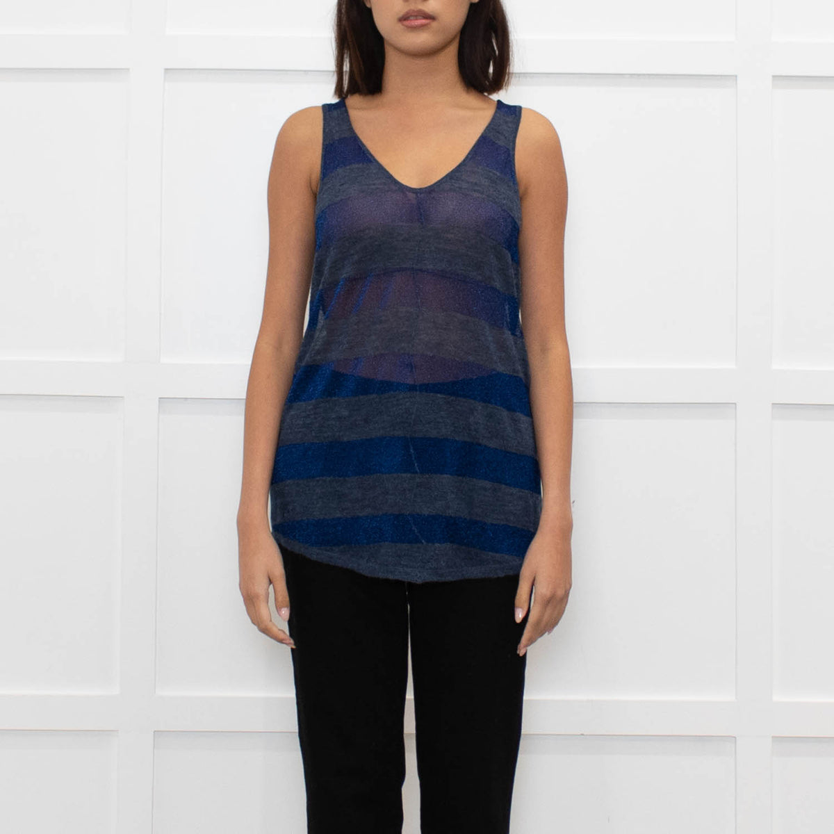 Zadig & Voltaire Luxe Blue Lurex Striped Vest
