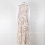 Anine Bing Mia White And Sand Seashell-Print Midi Dress