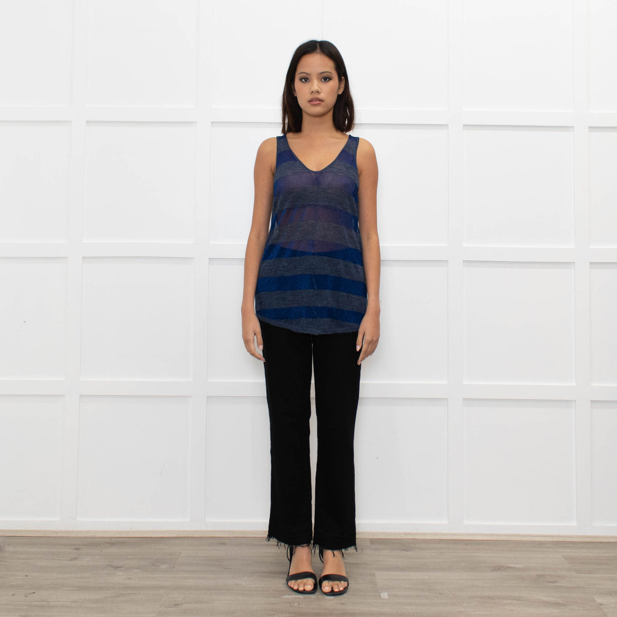 Zadig & Voltaire Luxe Blue Lurex Striped Vest