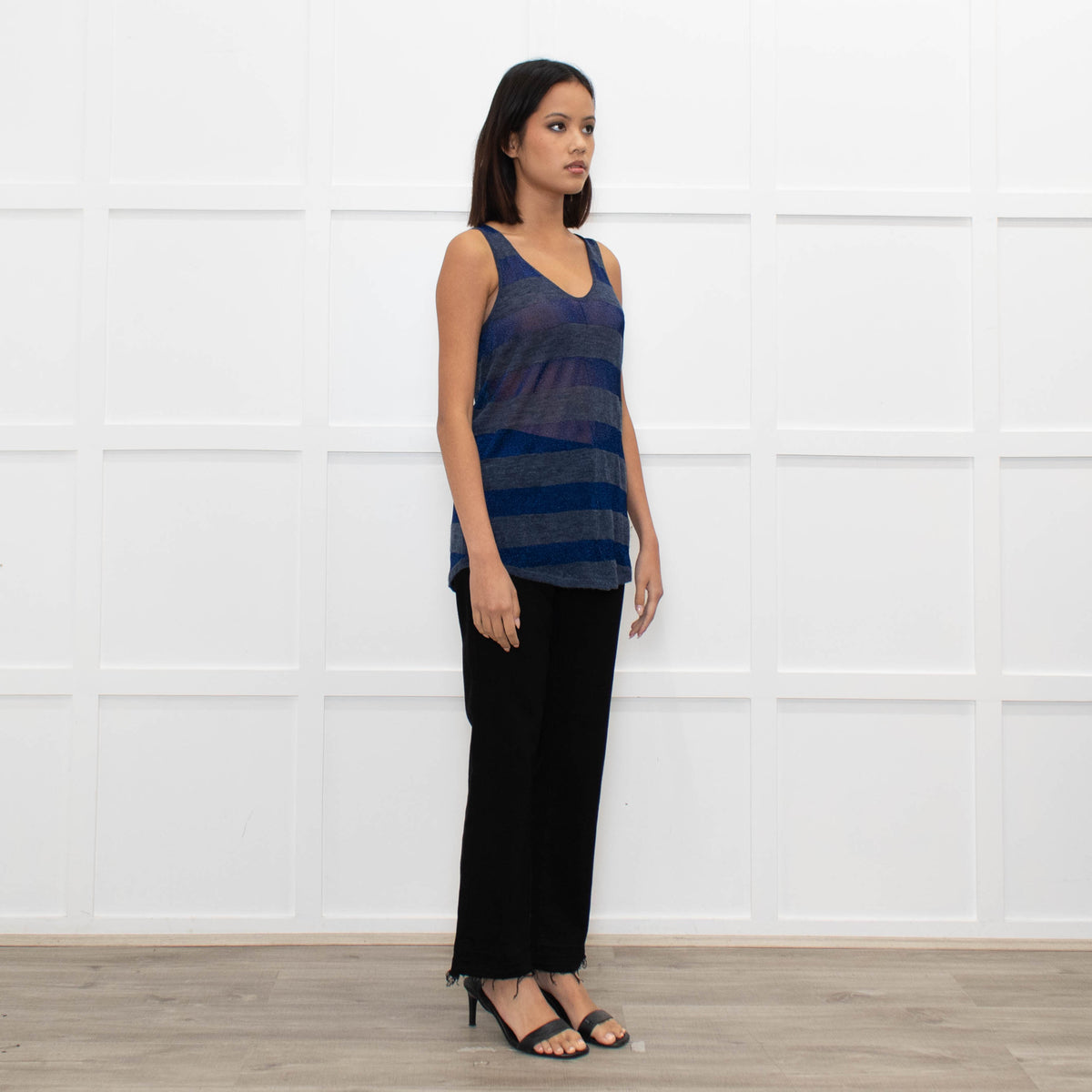 Zadig & Voltaire Luxe Blue Lurex Striped Vest