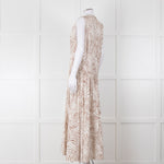 Anine Bing Mia White And Sand Seashell-Print Midi Dress