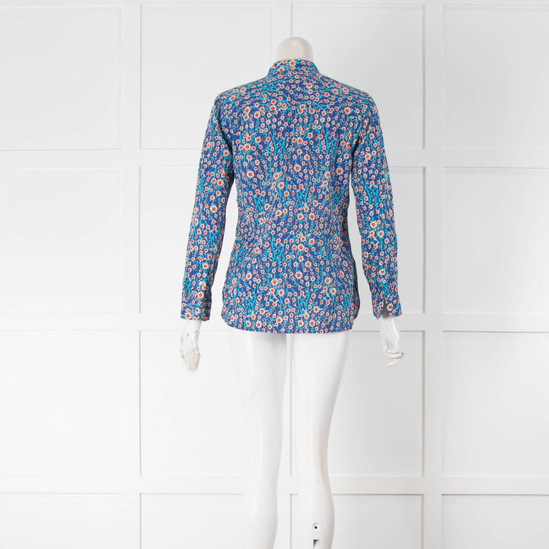 Isabel Marant Etoile Blue Red Floral Long Sleeve Top