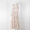 Anine Bing Mia White And Sand Seashell-Print Midi Dress