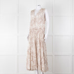 Anine Bing Mia White And Sand Seashell-Print Midi Dress