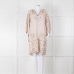 My Sleeping Gypsy Beige Linen Dress With Cut Out Pattern