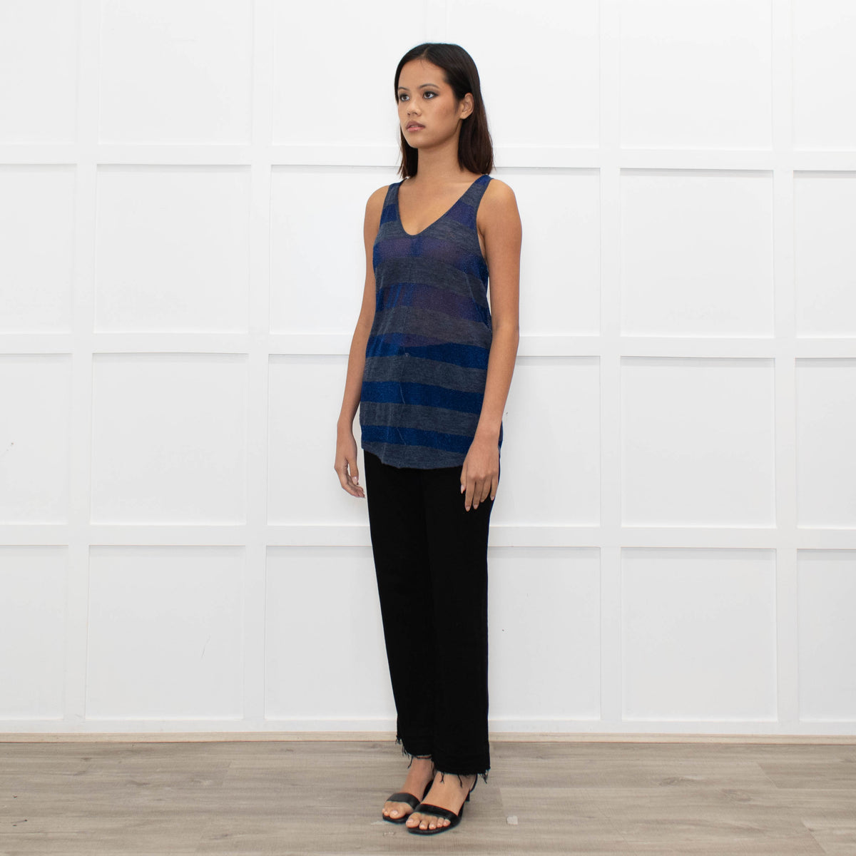 Zadig & Voltaire Luxe Blue Lurex Striped Vest