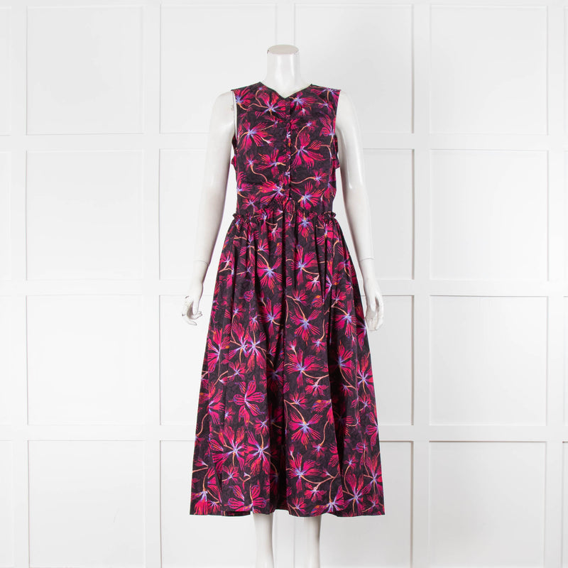 Ulla Johnson Purple Pink Floral Cotton Sleeveless Dress