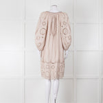 My Sleeping Gypsy Beige Linen Dress With Cut Out Pattern