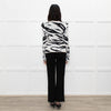 Philosophy White Black Print Frill Shoulders Knitted Top