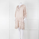 My Sleeping Gypsy Beige Linen Dress With Cut Out Pattern