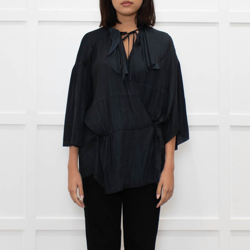 Day Birger Et Mikkelsen Dark Green Wrap Short Sleeve Top