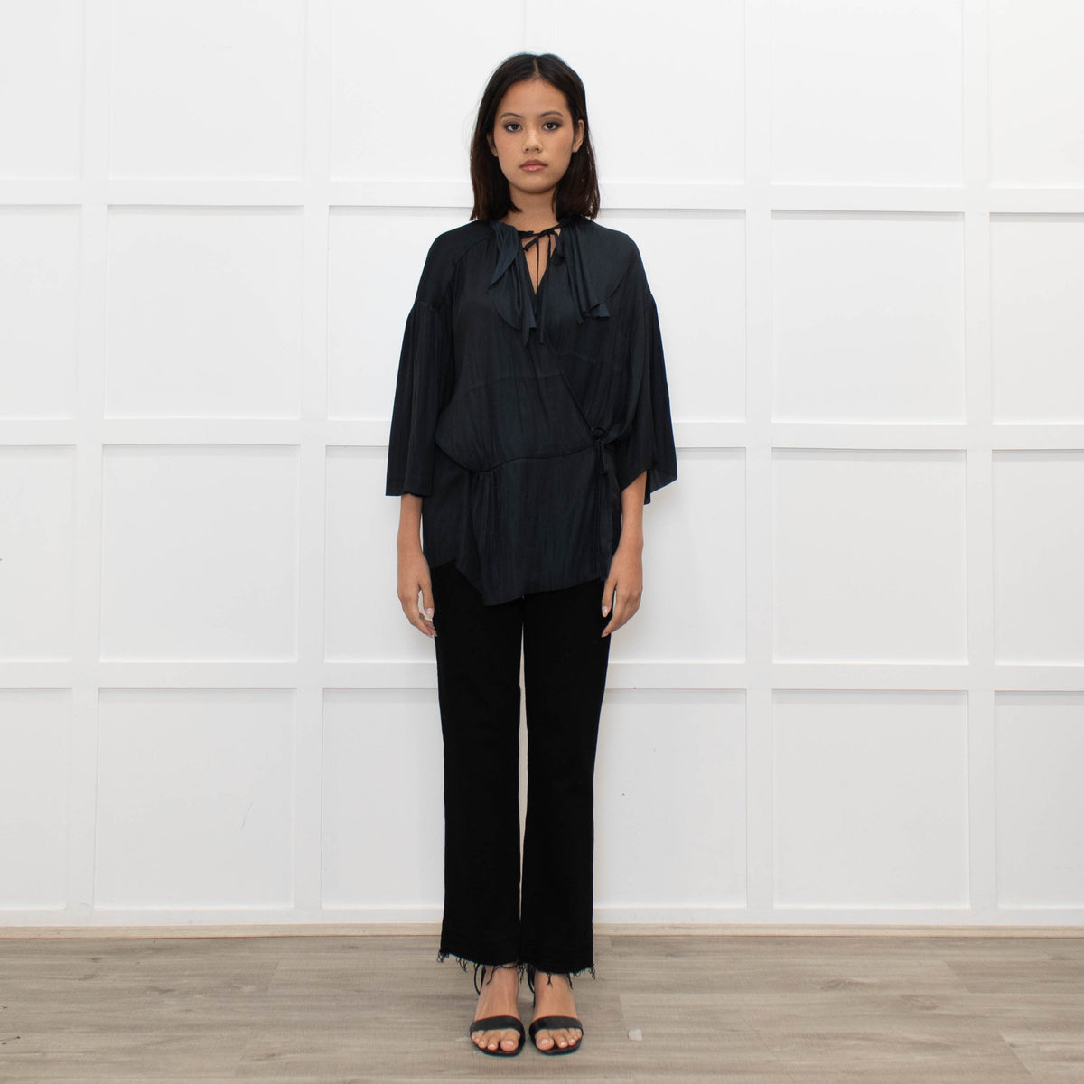 Day Birger Et Mikkelsen Dark Green Wrap Short Sleeve Top
