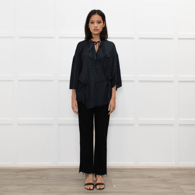 Day Birger Et Mikkelsen Dark Green Wrap Short Sleeve Top