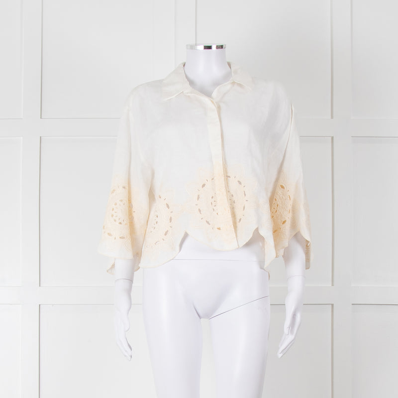 Greek Achaic Kori White Linen Broderie Anglaise Co-Ord
