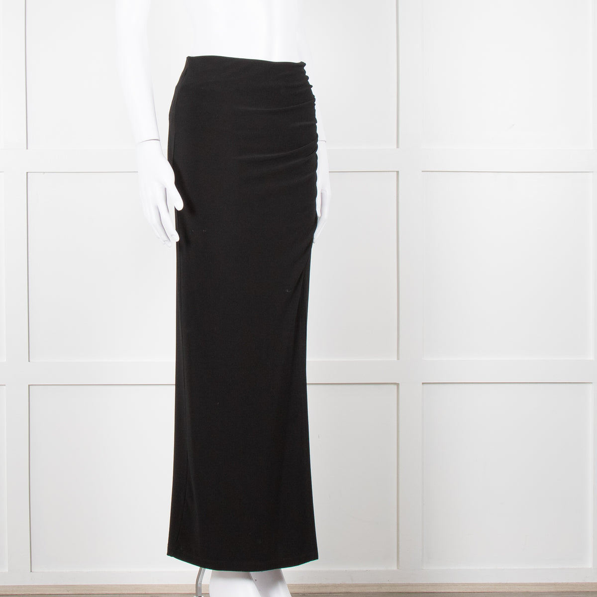 Alice + Olivia Black Maxi Skirt With Side Ruche &  Split