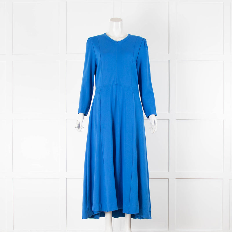 ME + EM Blue Jersey 3/4 Sleeve Midi Dress