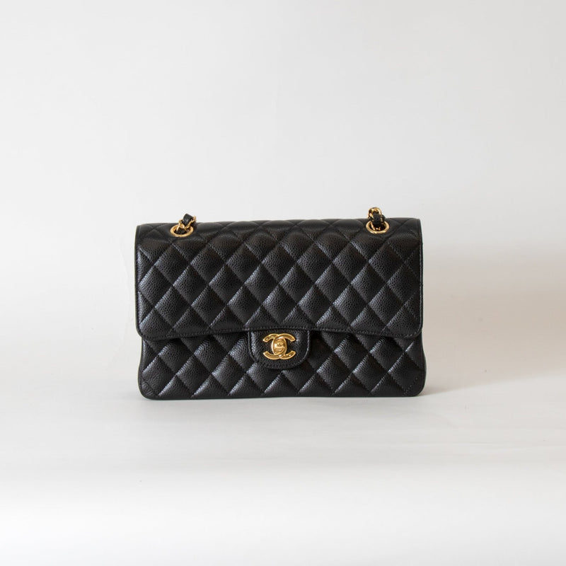 Chanel Black Caviar Medium Double Flap Bag with Gold Hardware