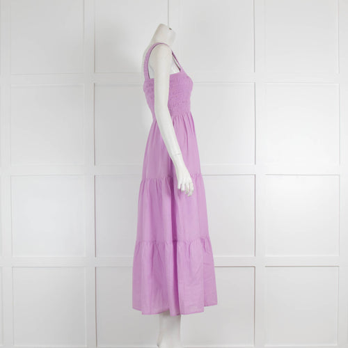 Seafolly Lilac Smocked Strappy Midi Dress