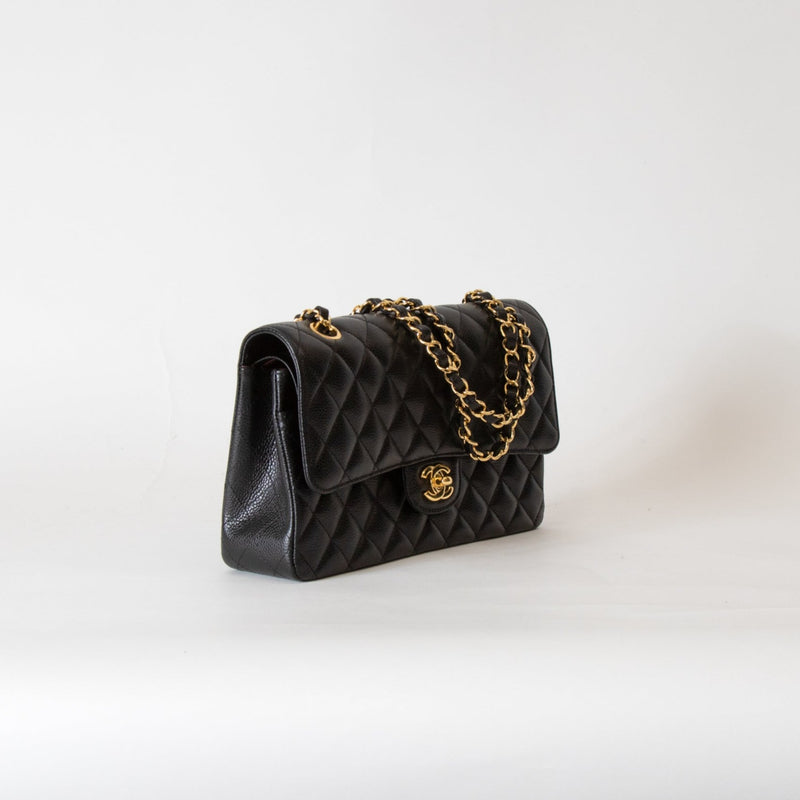 Chanel Black Caviar Medium Double Flap Bag with Gold Hardware