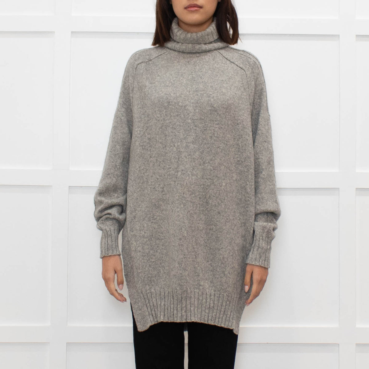 Isabel Marant Grey Open Side Long Rollneck Sweater