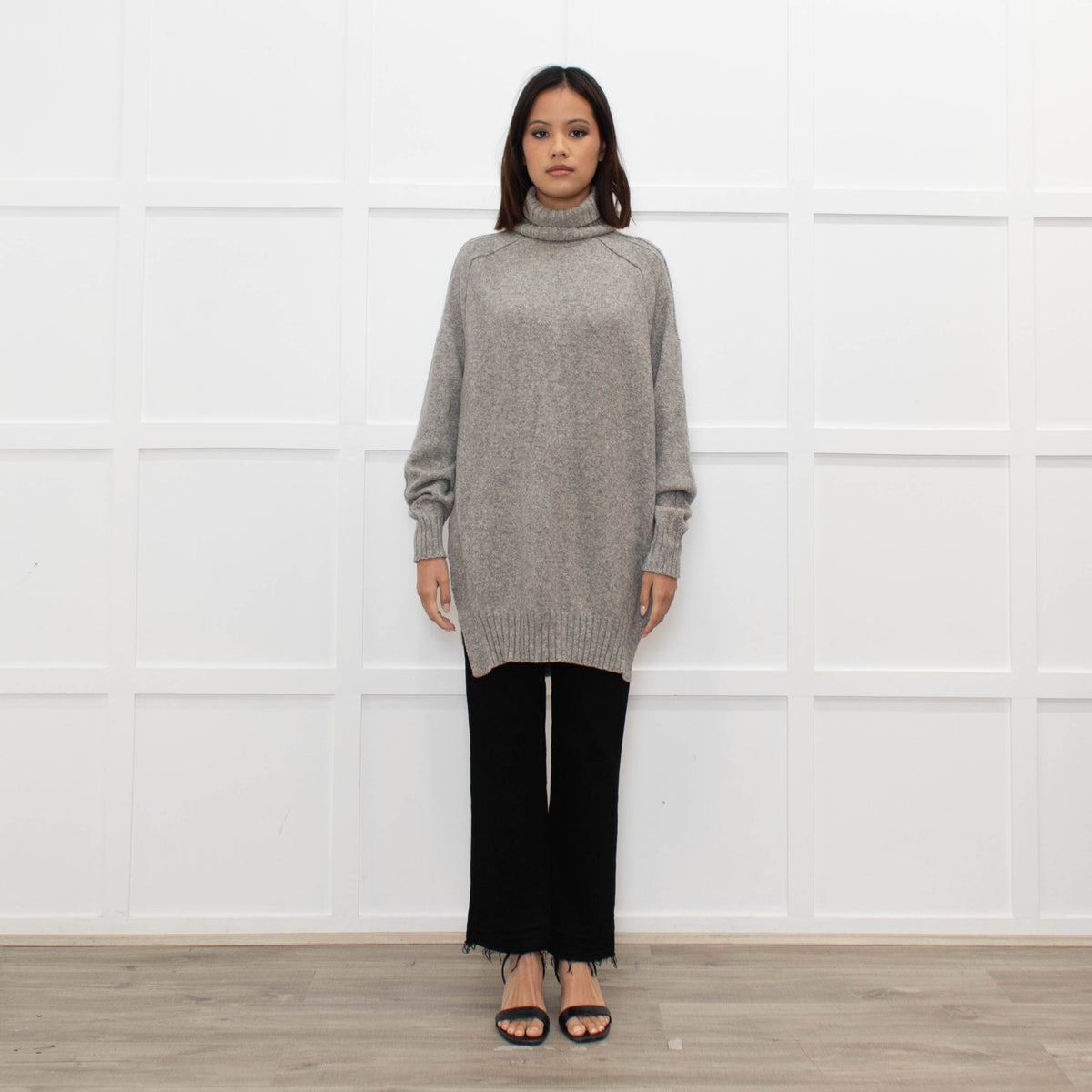 Isabel Marant Grey Open Side Long Rollneck Sweater