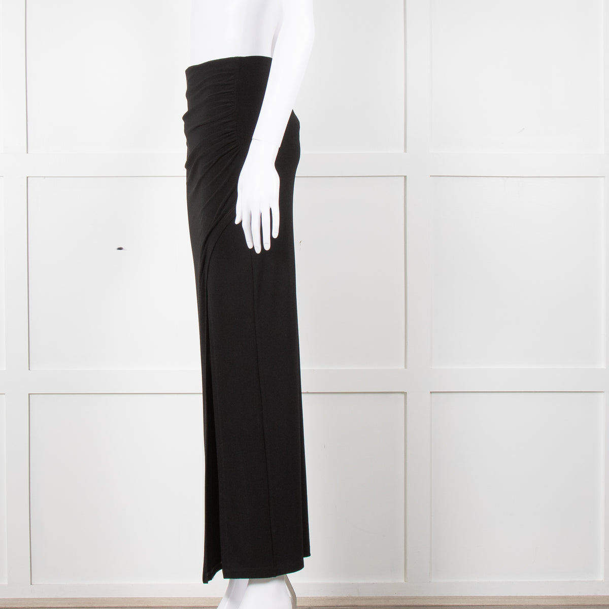 Alice + Olivia Black Maxi Skirt With Side Ruche &  Split
