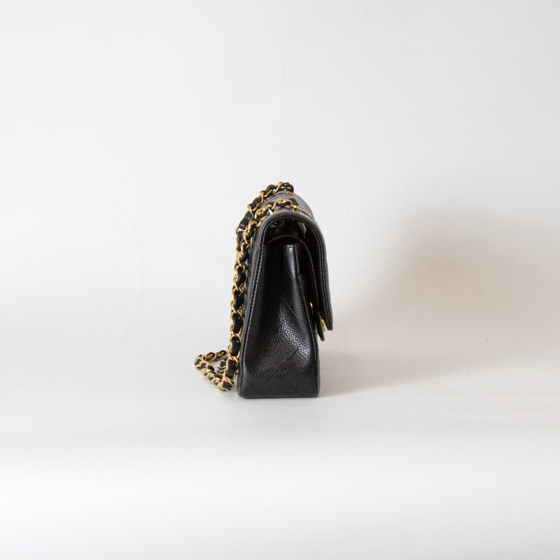 Chanel Black Caviar Medium Double Flap Bag with Gold Hardware