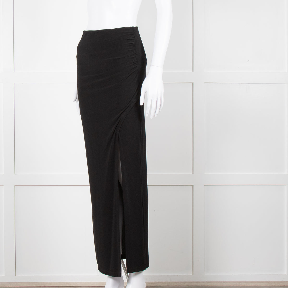 Alice + Olivia Black Maxi Skirt With Side Ruche &  Split