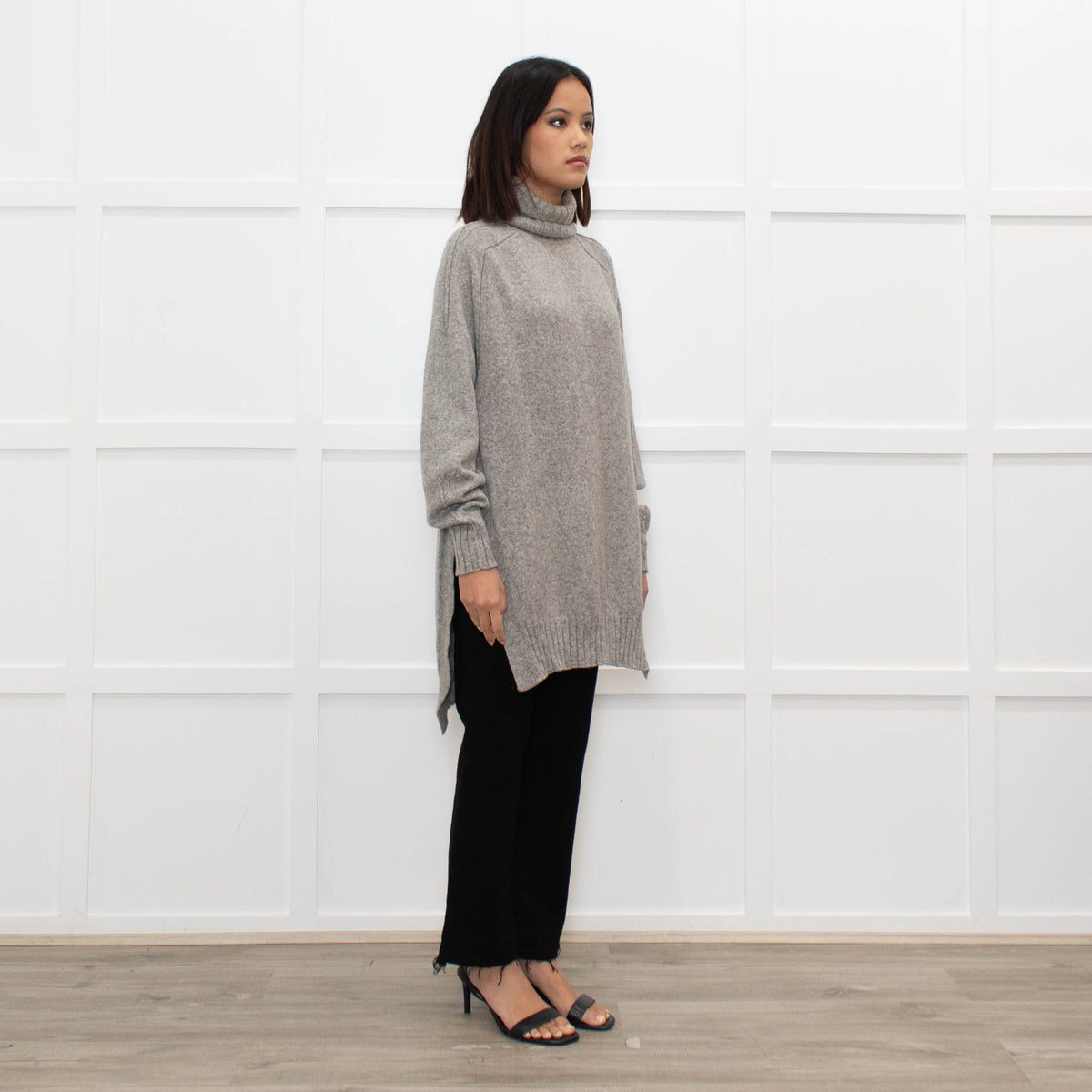 Isabel Marant Grey Open Side Long Rollneck Sweater
