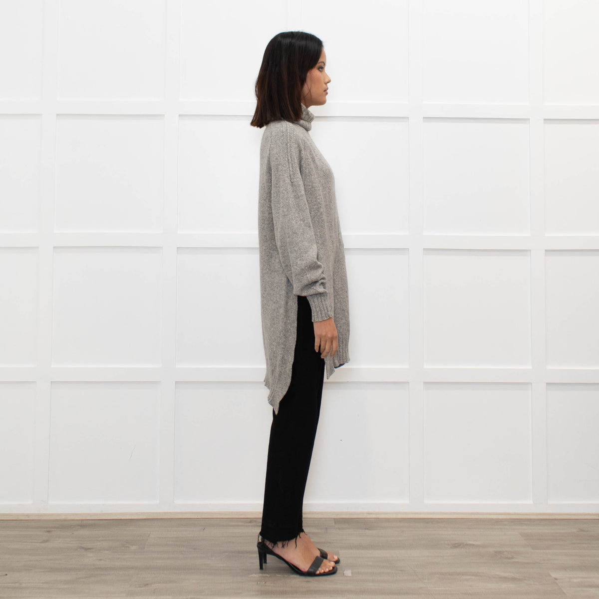 Isabel Marant Grey Open Side Long Rollneck Sweater