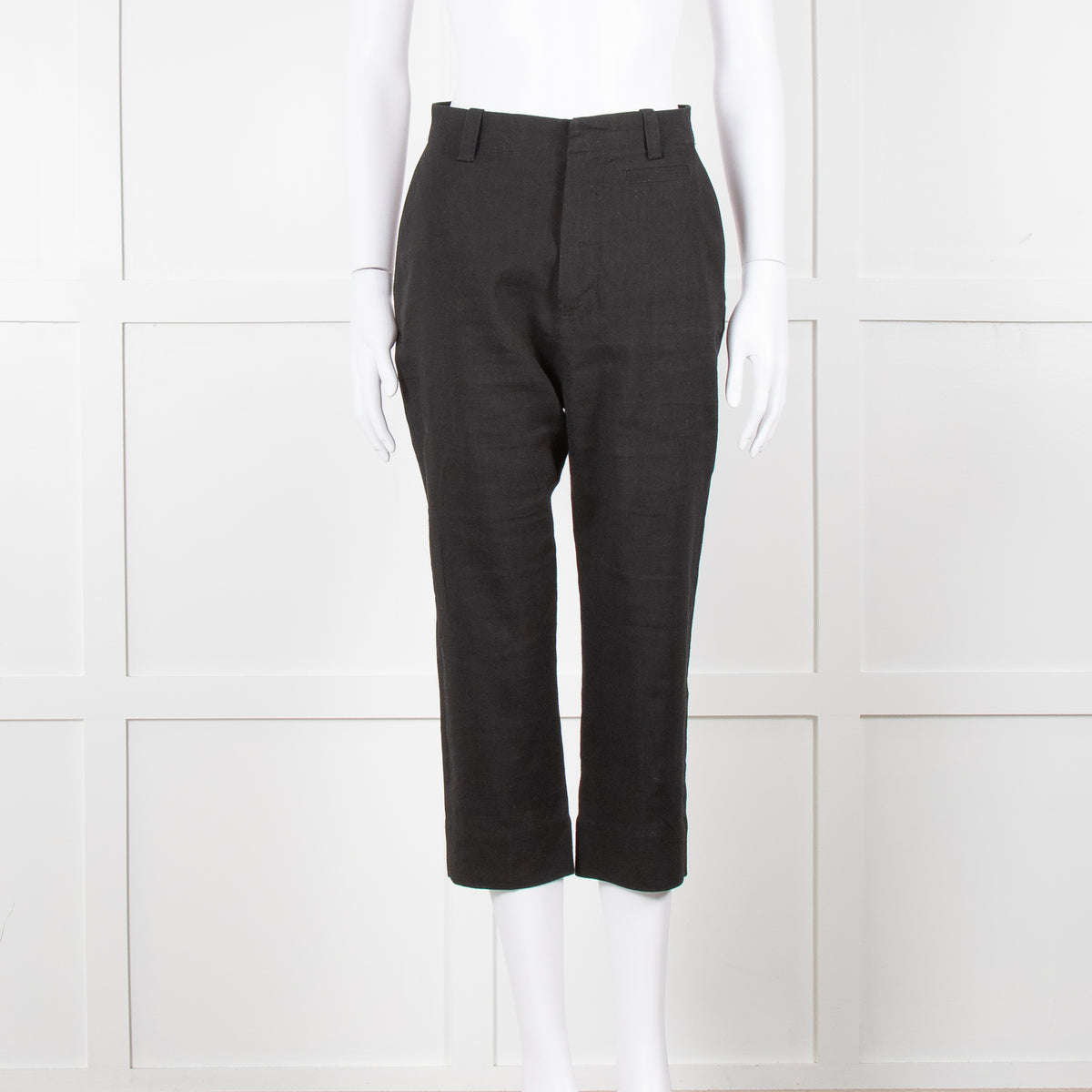 Jacquemus Black Linen High Waist Trousers