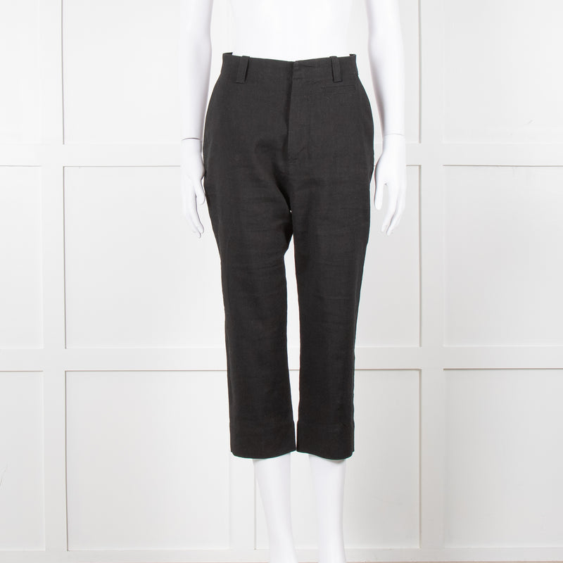 Jacquemus Black Linen High Waist Trousers