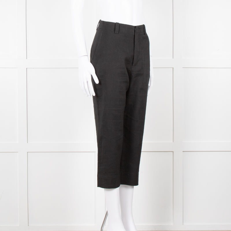 Jacquemus Black Linen High Waist Trousers