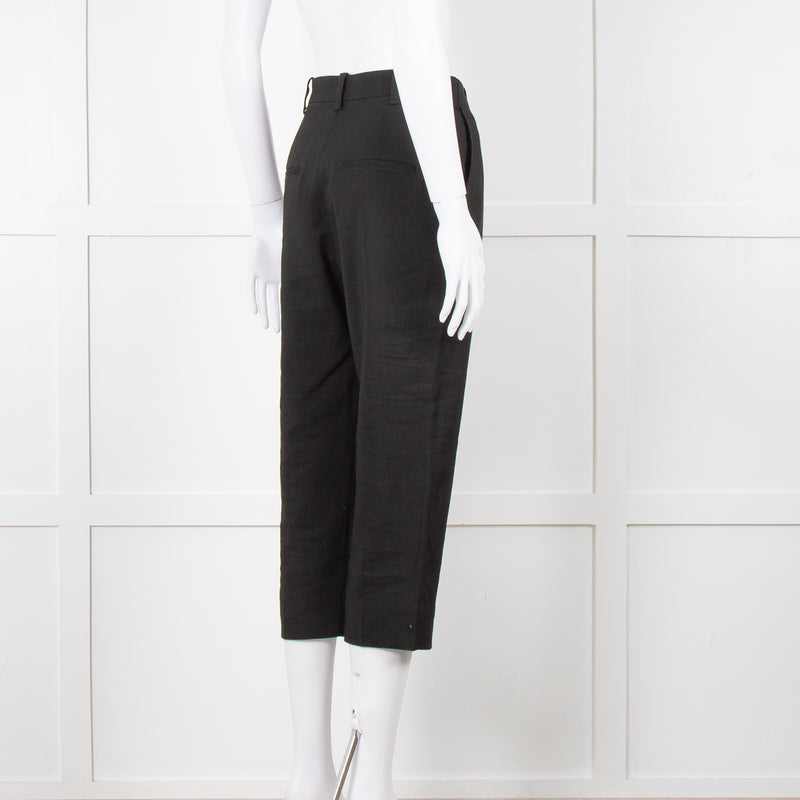 Jacquemus Black Linen High Waist Trousers