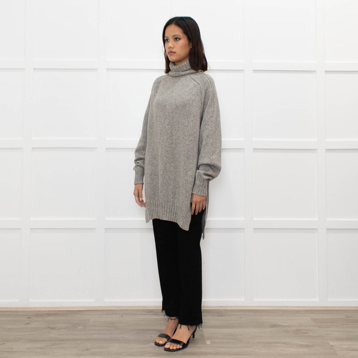 Isabel Marant Grey Open Side Long Rollneck Sweater