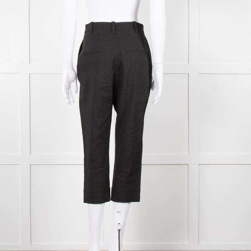 Jacquemus Black Linen High Waist Trousers