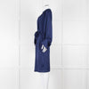 Iris & Ink Blue Long Sleeve Tie Waist Midi Dress