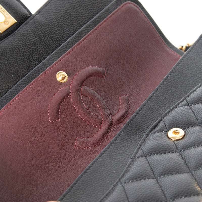 Chanel Black Caviar Medium Double Flap Bag with Gold Hardware
